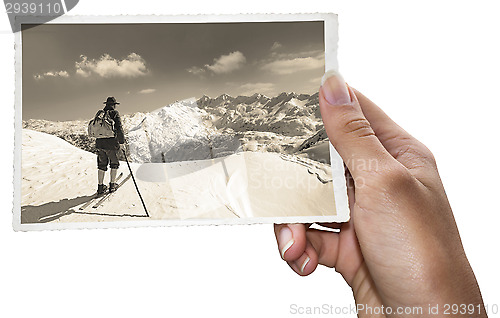 Image of Old photos of skiers 