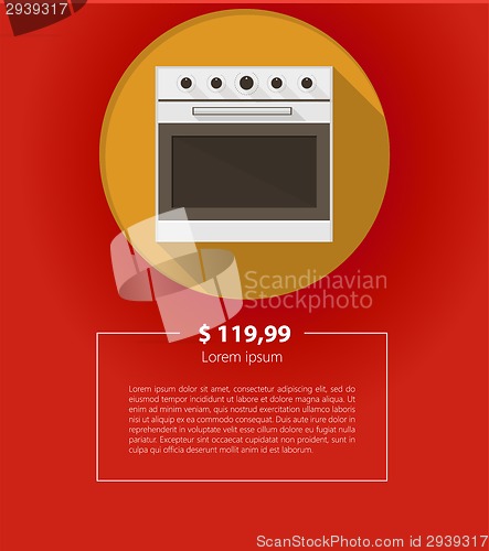 Image of Vector ad layout for kitchen appliances. White oven.