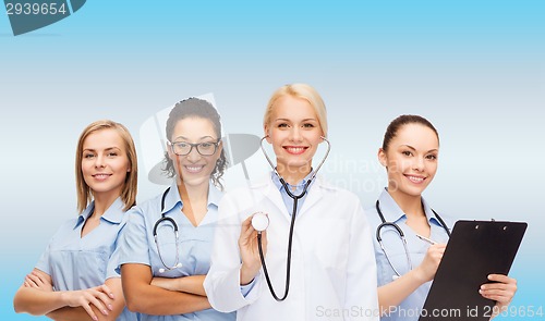 Image of team or group of female doctors and nurses