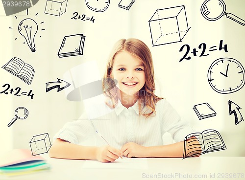 Image of student girl studying at school