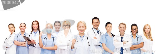 Image of smiling doctors and nurses with stethoscope