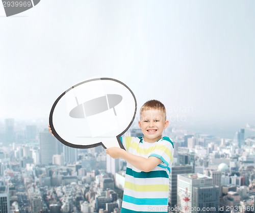 Image of smiling little boy with blank text bubble