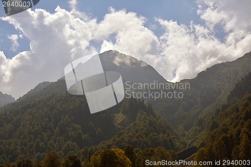 Image of Autumn mountains in a cloudy day