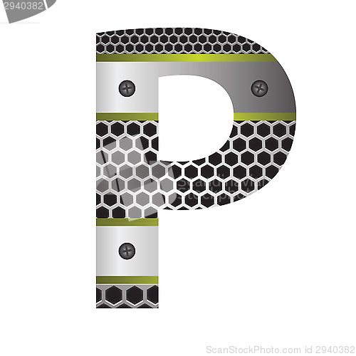 Image of perforated metal letter P