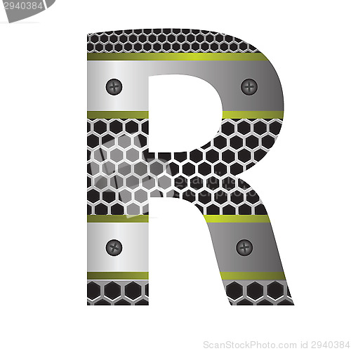 Image of perforated metal letter R