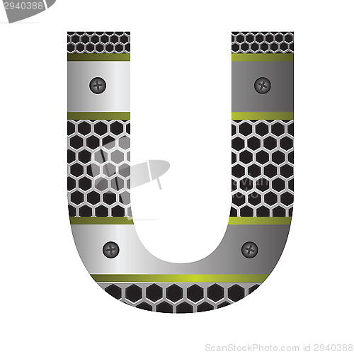 Image of perforated metal letter U