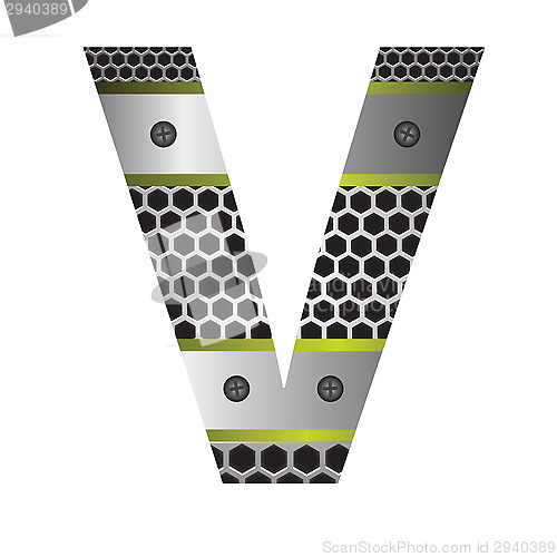 Image of perforated metal letter V