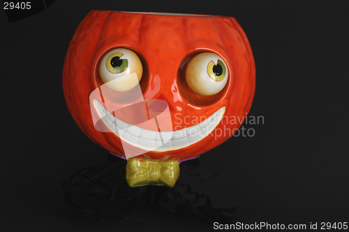 Image of ceramic pumpkin with bow tie