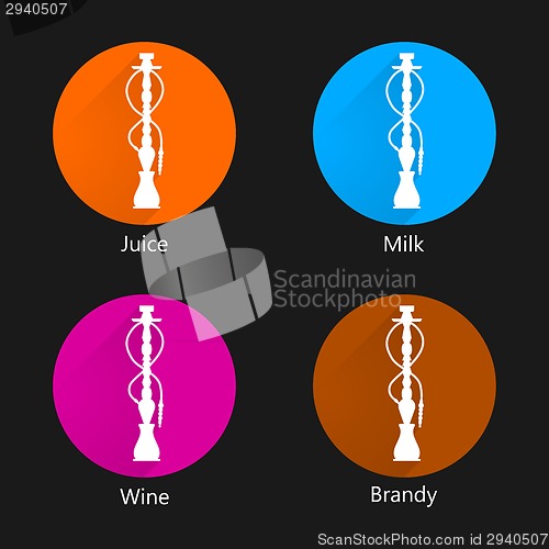 Image of Colored vector icons for hookah