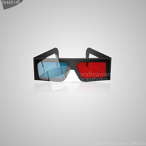 Image of Vector illustration of black 3d cinema glasses