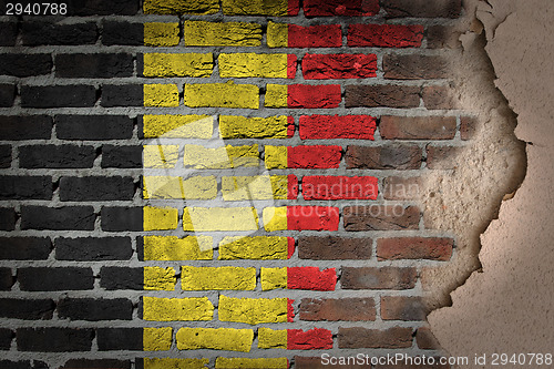 Image of Dark brick wall with plaster - Belgium