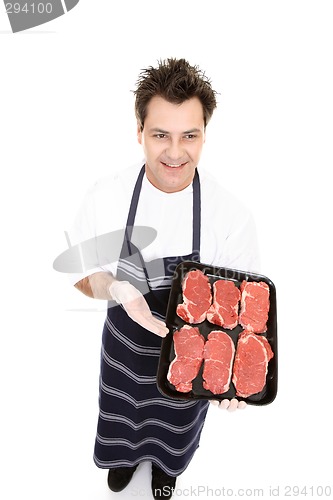 Image of Butcher displaying some beef