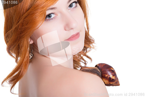 Image of Portrait of young redhead woman