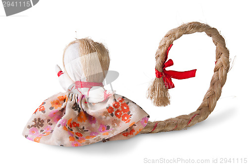 Image of Russian traditional rag doll with tress