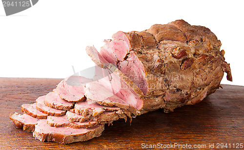 Image of The Chopped Boiled Pork On Wooden Board