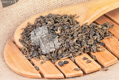 Image of Green Tea On A Wooden Lattice