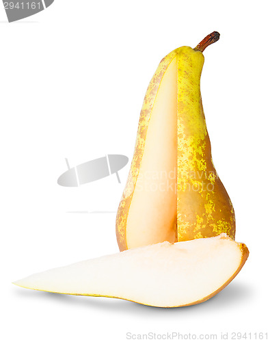 Image of Yellow Pear With Cut Out Segment