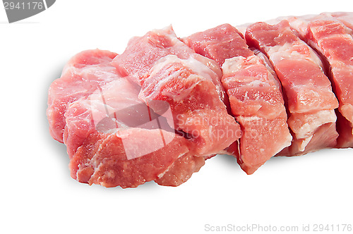 Image of Raw Sliced Pork Meat Closeup