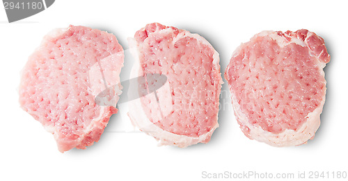 Image of Three Raw Pork Schnitzels
