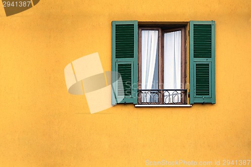 Image of Green wooden window