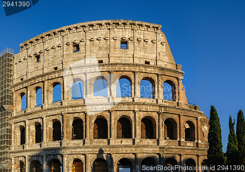 Image of Partial view of Coliseum ruins. Italy, Rome.