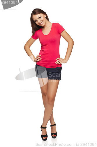 Image of Playful woman in full length