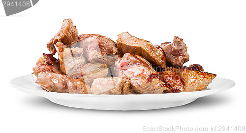 Image of Grilled Meat On A White Plate Rotated