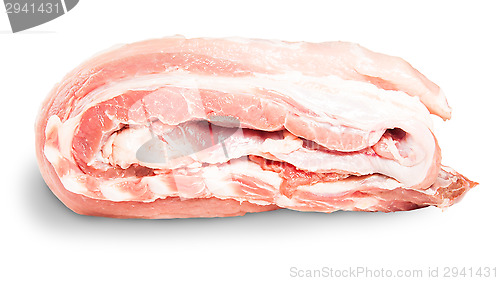 Image of Raw Pork Ribs On A Roll Lying On Its Side