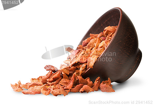 Image of Dried Apples In The Inverted Ceramic Bowl