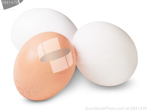 Image of Two White And One Brown Egg