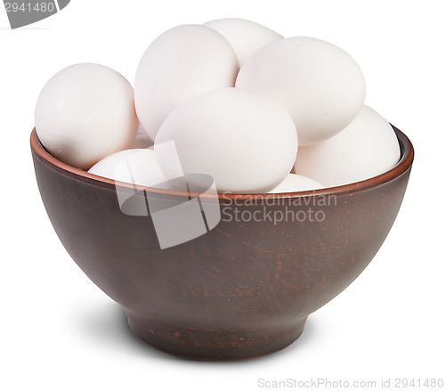 Image of White Eggs Into Ceramic Bowl