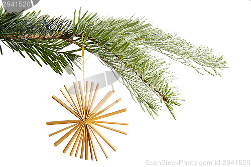 Image of Straw star on a christmas tree
