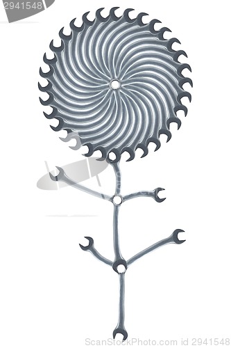 Image of sunflower made of spanners