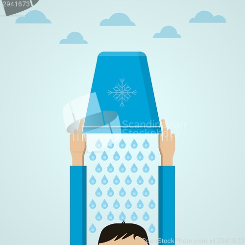 Image of Ice Bucket Challenge. Flat vector illustration.