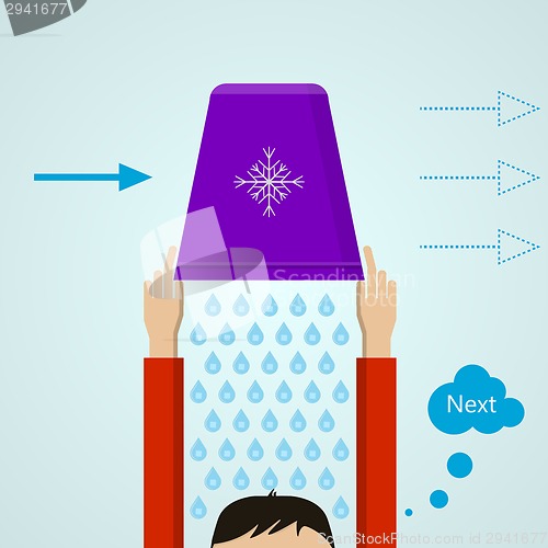 Image of Ice Bucket Challenge. Colored flat vector illustration.