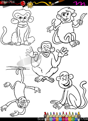 Image of cartoon monkeys coloring book