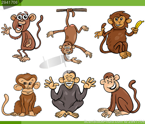 Image of monkeys cartoon set illustration