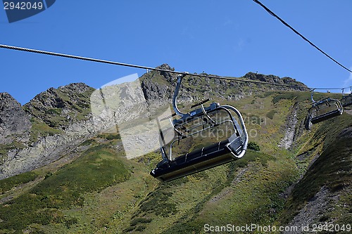 Image of Empty ski lift in the mountains