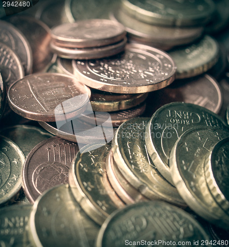 Image of Retro look Euro coins background