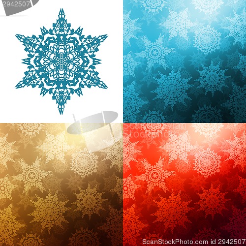 Image of Christmas seamless set with snowflakes. EPS 10