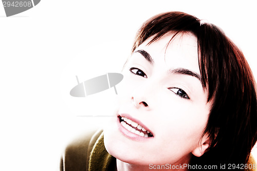 Image of Young woman in bed