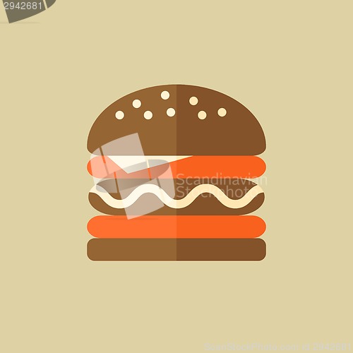 Image of Hamburger. Food Flat Icon