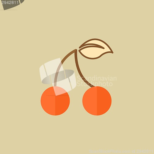 Image of Cherry. Food Flat Icon