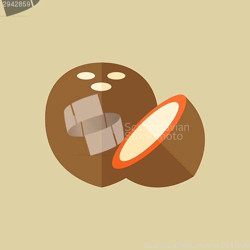 Image of Coconut. Food Flat Icon