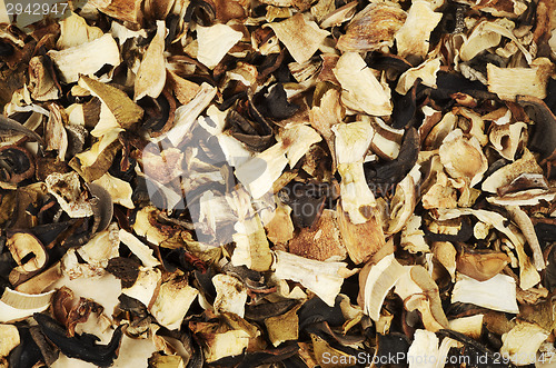 Image of top view of mixed dried mushrooms