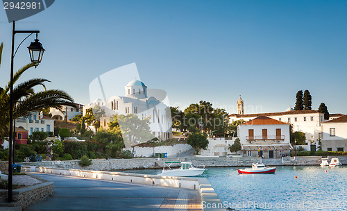 Image of Spetses promenade and cathedral complex