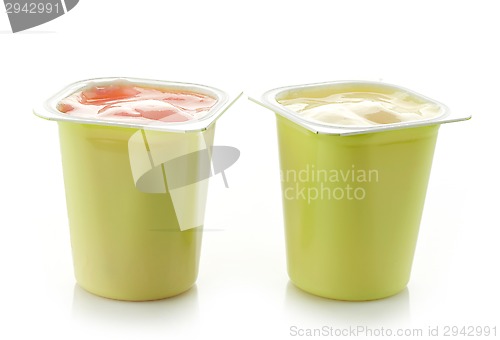 Image of two plastic yogurt pots