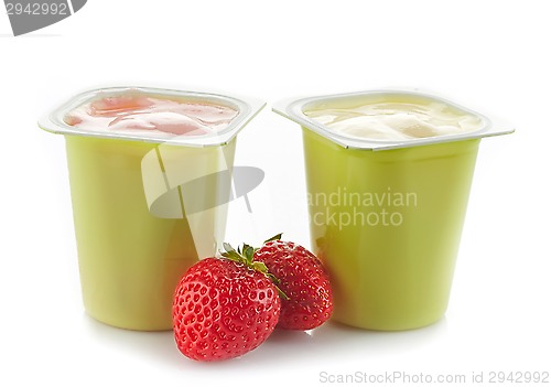 Image of two plastic yogurt pots