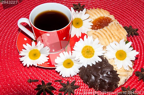 Image of A cup of coffee and shortbread cookies