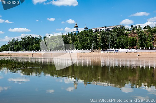 Image of The Ural River is the natural boundary between Europe and Asia